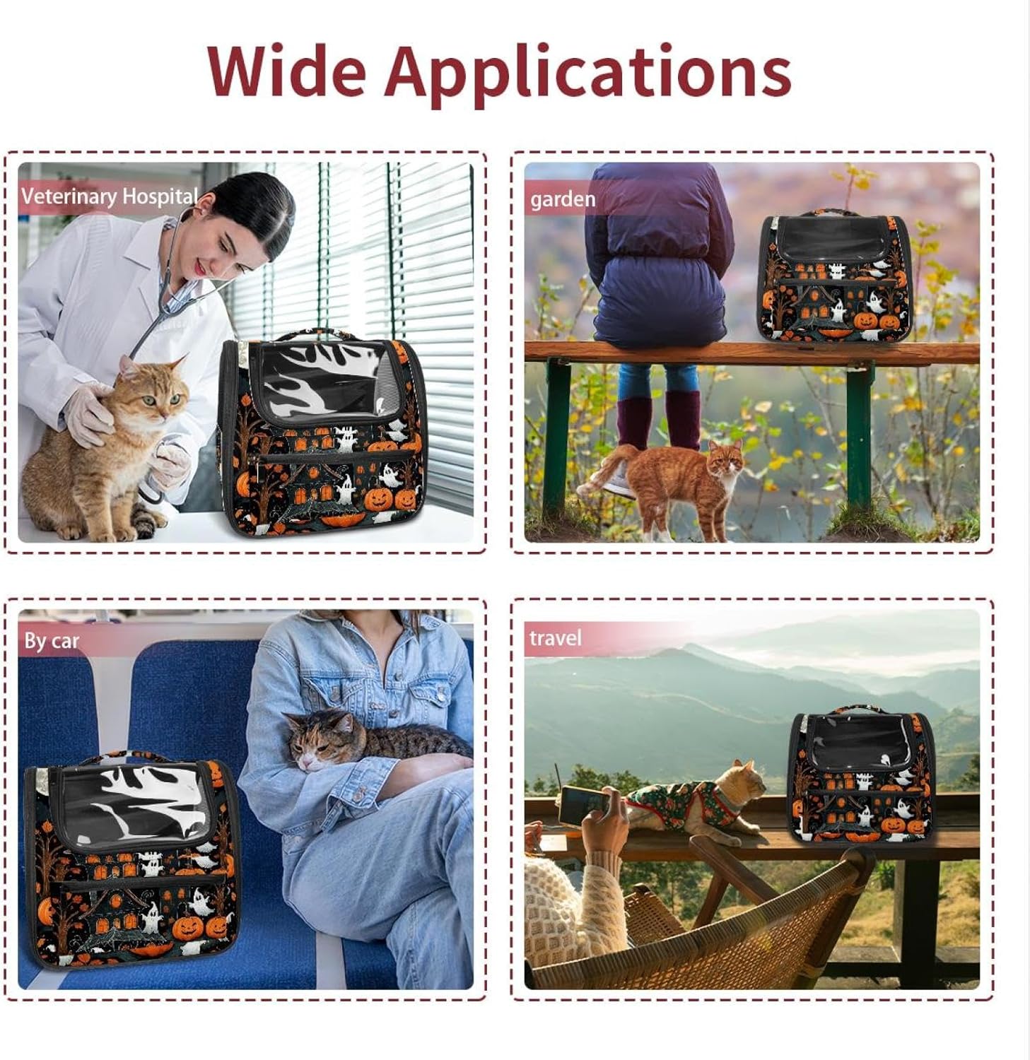 Portable Travel pet Backpack Carrier Hamster Bag Small Dog cat Carrier Breathable Hang Bag, Halloween Illustrations 1_46