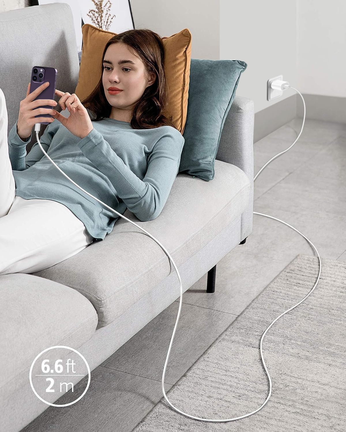 Szybka ładowarka i kabel do ładowania iPhone 14 13 12 11 Pro Max Plus Mini/SE/XR/X/XS/Pad, 25 W USB C ładowarka z kablem 2 m Fast Charger, zasilacz sieciowy adapter