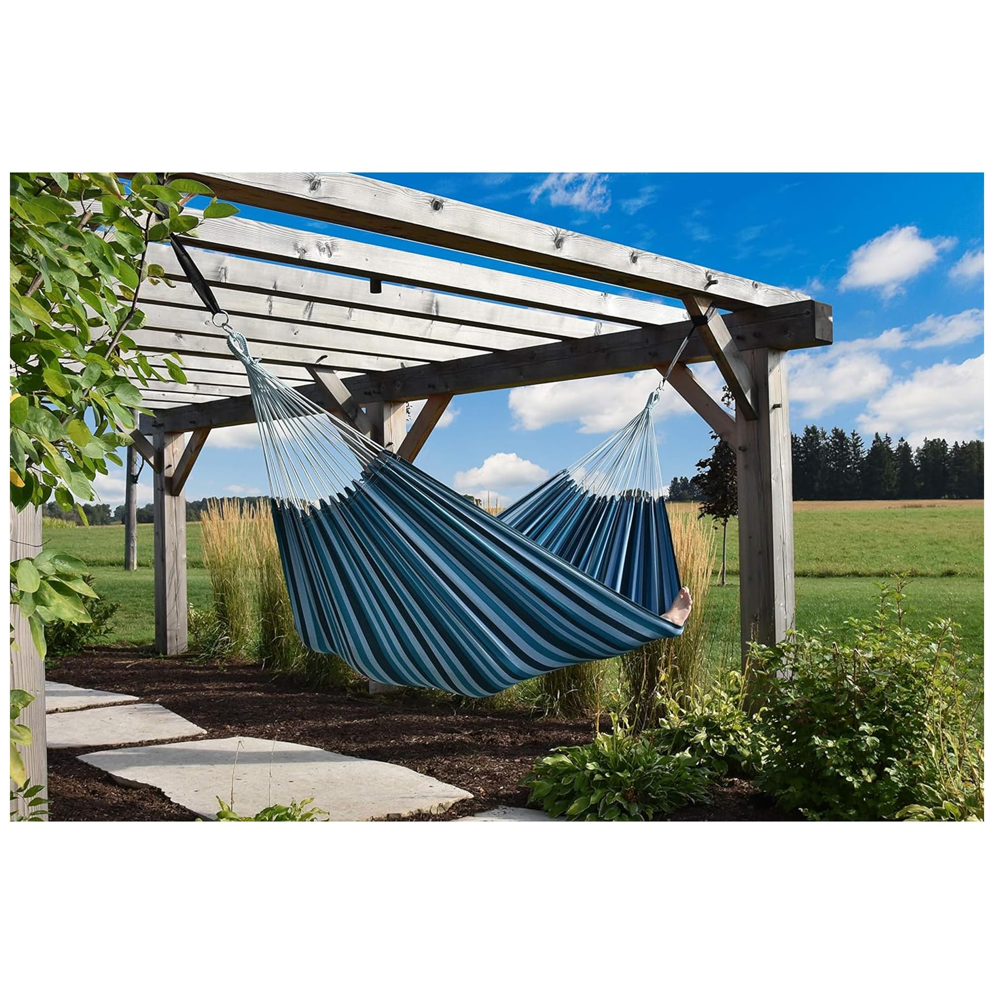 Vivere BRAZ234 Hamac Double brésilien en Coton, Multicolore- Blue Lagoon
