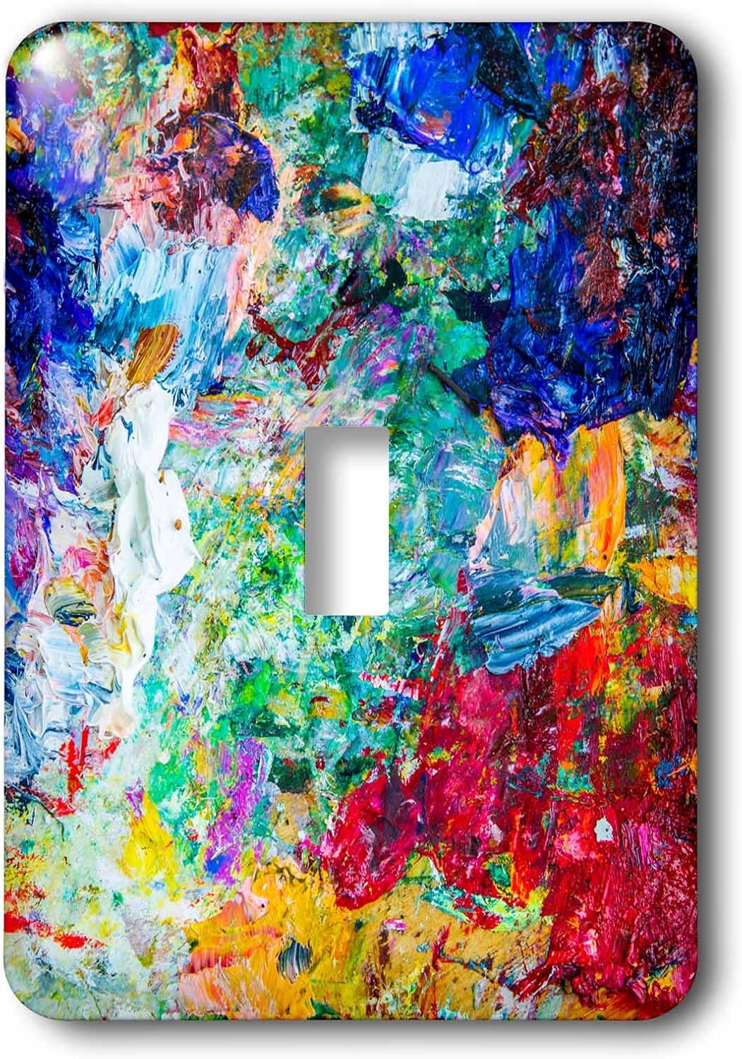 3dRose Abstract artistic oil paint palette. Multicolor single toggle switch