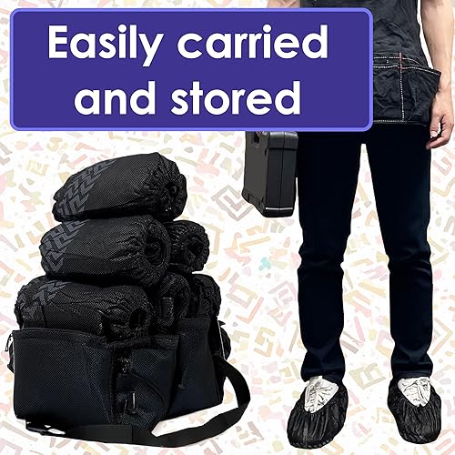 Miniatura 6 de Paquete de 100 fundas negras desechables extragrandes para botas y zapatos. Botines reutilizables resistentes al agua duraderos con peldaños