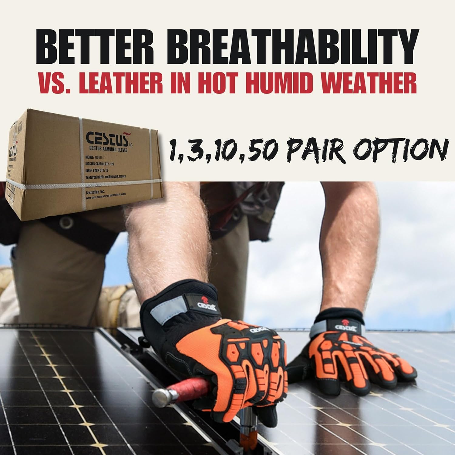 Cestus 6161, ANSI A6 Cut Resistant Impact Gloves (1,3,10,50 Pairs)