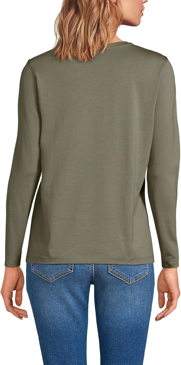Lands' End Women's Relaxed American-Grown Supima Cotton Long Sleeve V-Neck T-Shirt - Image 2