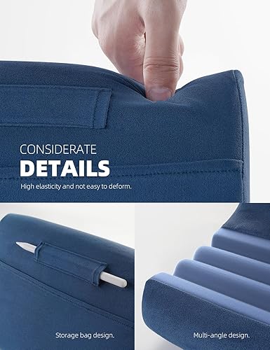 Miniatura 6 de Lamicall - Soporte para tablet, soporte de almohada para cama - Almohadilla suave para montar en regazo con soporte para lápiz óptico y bolsillo