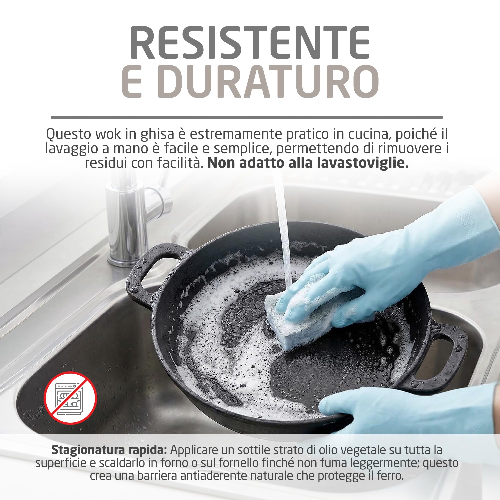 Amig - Wok in Ghisa - Ø31 cm - Distribuzione Uniforme del Calore e Alta Resistenza - Per Barbecue a Carbone o Gas - Mod. AM38