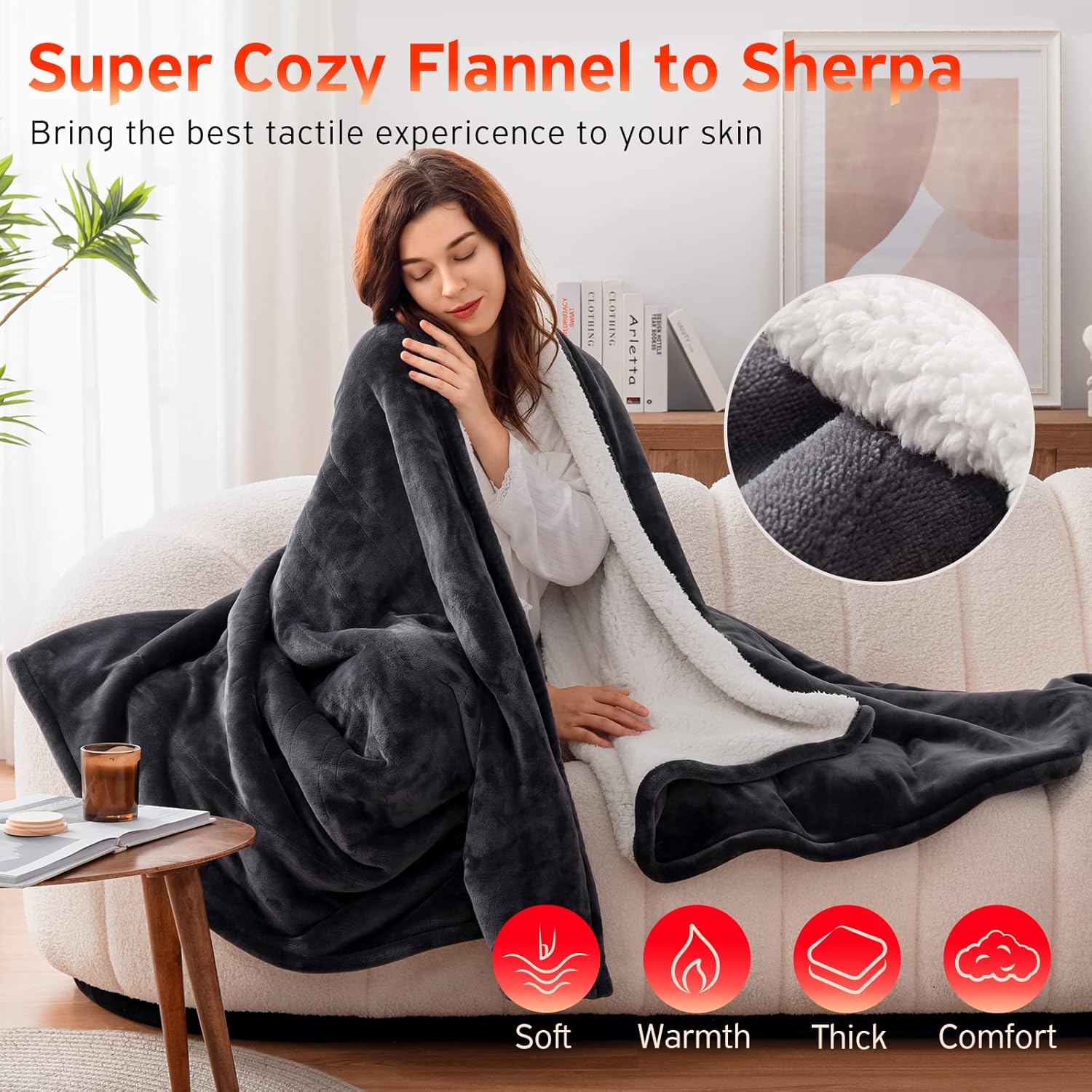 Review Warmrest Electric Throw Blanket Heated Blanket with 6 Heating