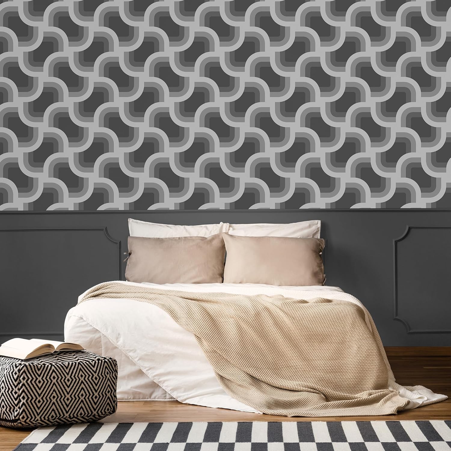 Nicole Miller New York Retro Geo Black Peel & Stick Wallpaper