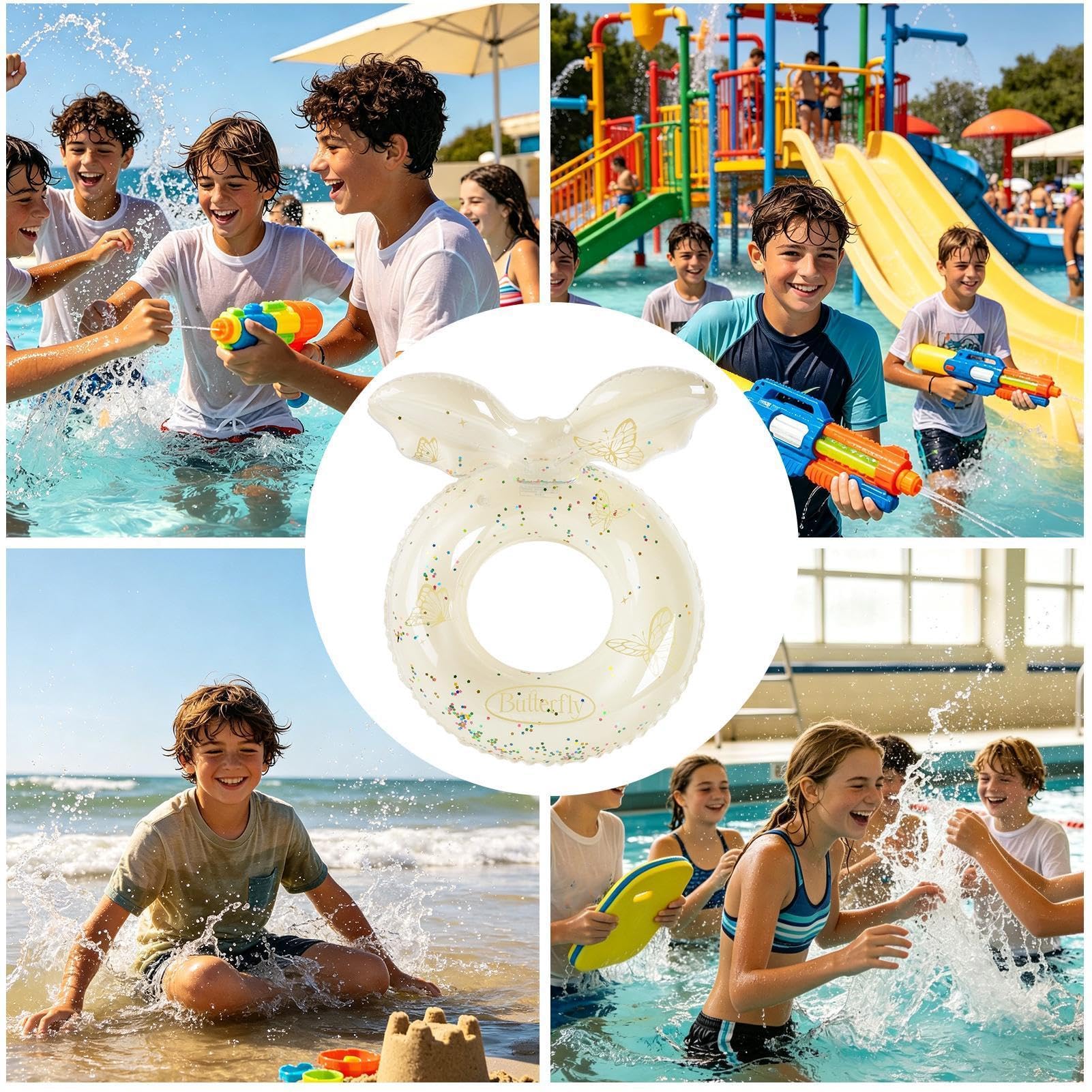 Tubos inflables para piscina, flotador con respaldo, anillo de flotación, para vacaciones de verano, viajes, parque acuático, fiestas al aire libre, patio trasero, niños y adultos