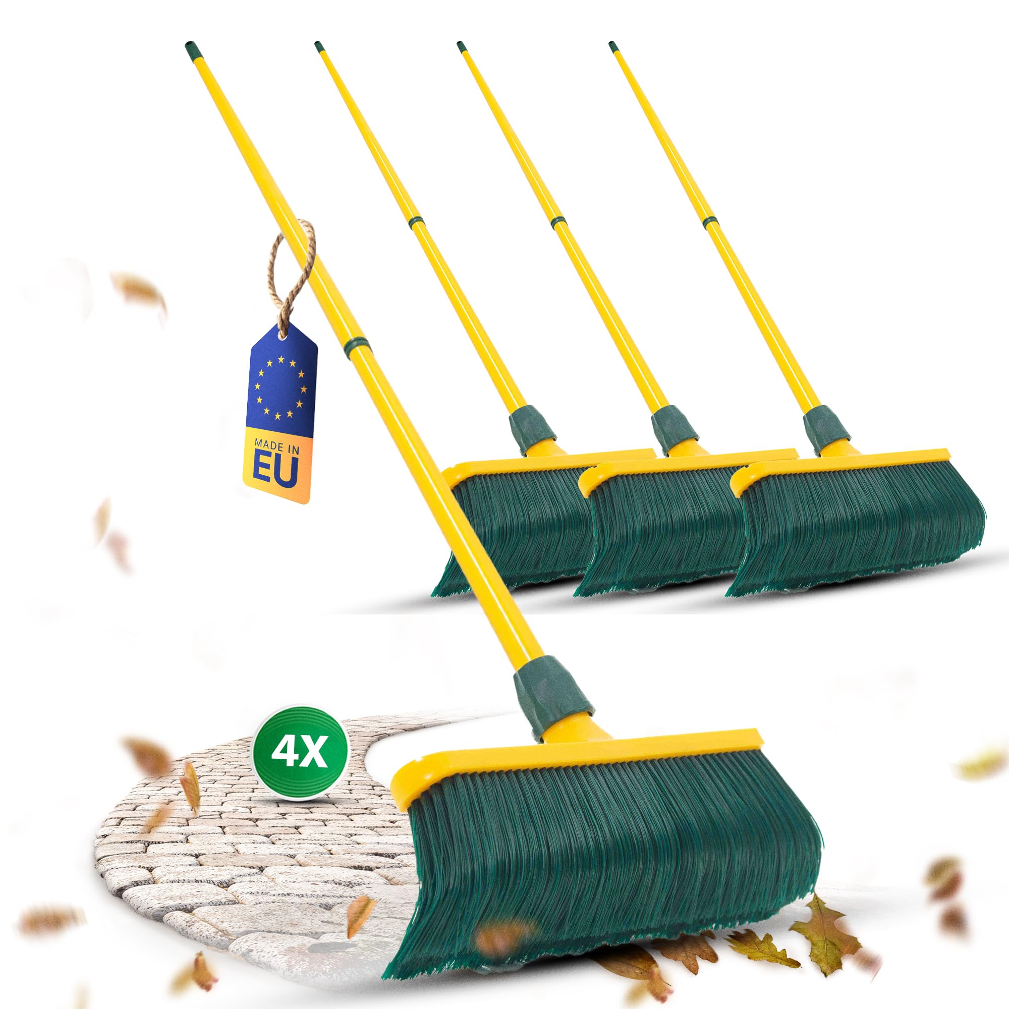 Novaliv Set di scopa per artigli, 30 cm, in plastica con manico telescopico, scopa multiuso per terrazze, scopa con manico (4, 30 cm con manico)
