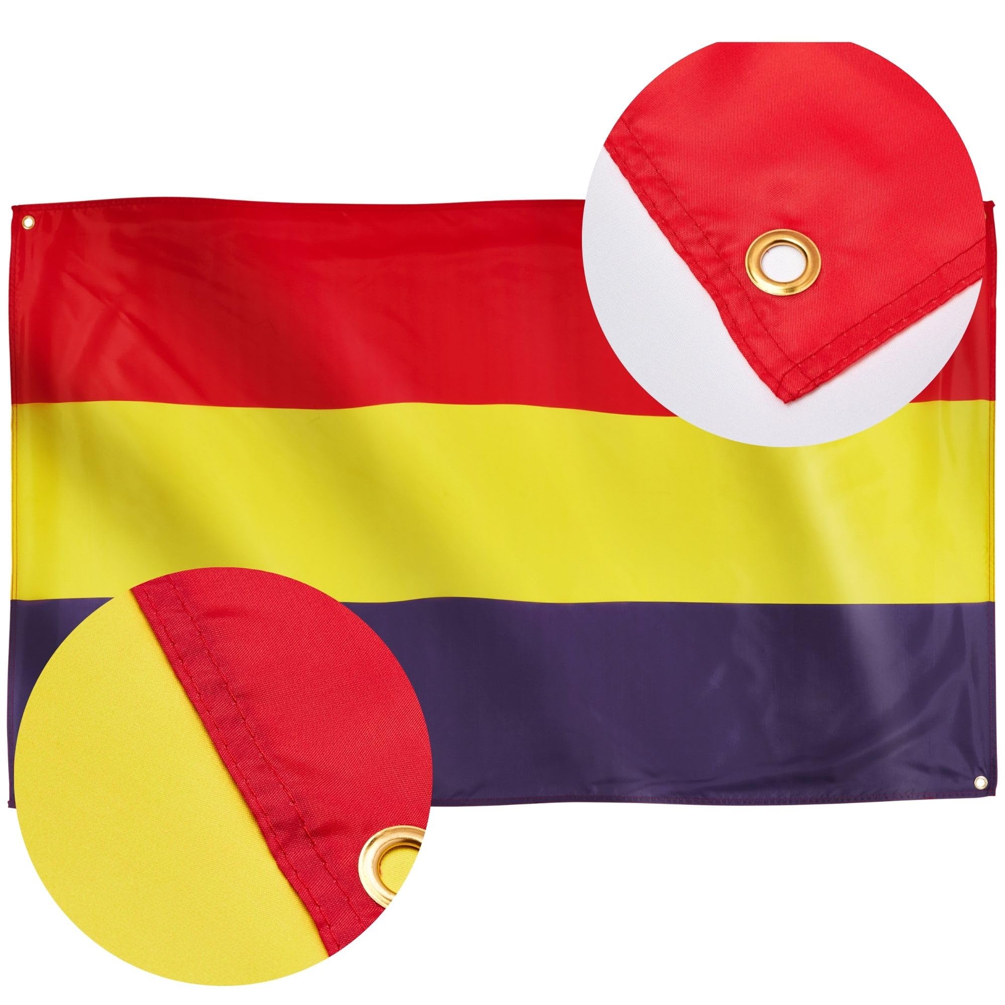 Runesol Spanish Republican Flag, 91x152cm, 3ft x 5ft, 4 Grommets, Eyelet in Every Corner, Tricolour, Republic, Premium Flags - Image 4