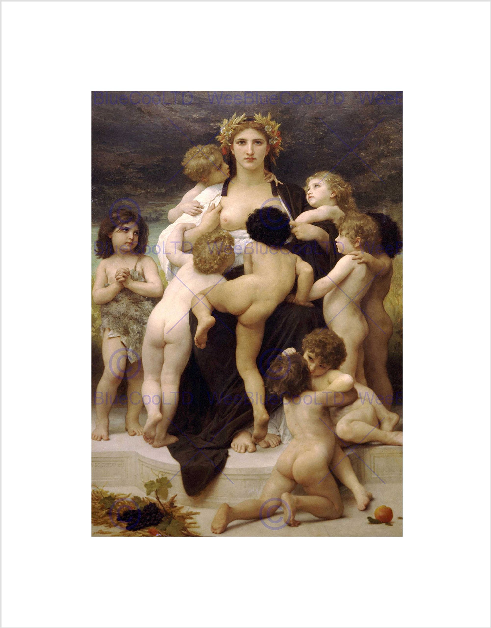 Wee Blue Coo WILLIAM ADOLPHE BOUGUEREAU MOTHERLAND OLD MASTER FRAMED ART PRINT B12X2316