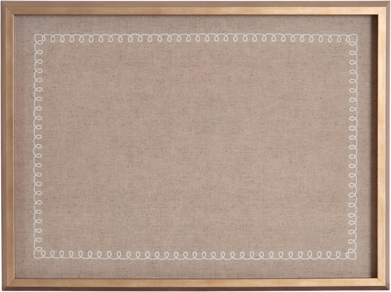 Kate and Laurel Framed Glass Dry Erase Art Neutral Linen with White Scalloped Whiteboard for Wall by The Creative Bunch Studio, 24 x 18, Blake Gold Frame, Modern, Dry Erase Art for Wall Decor