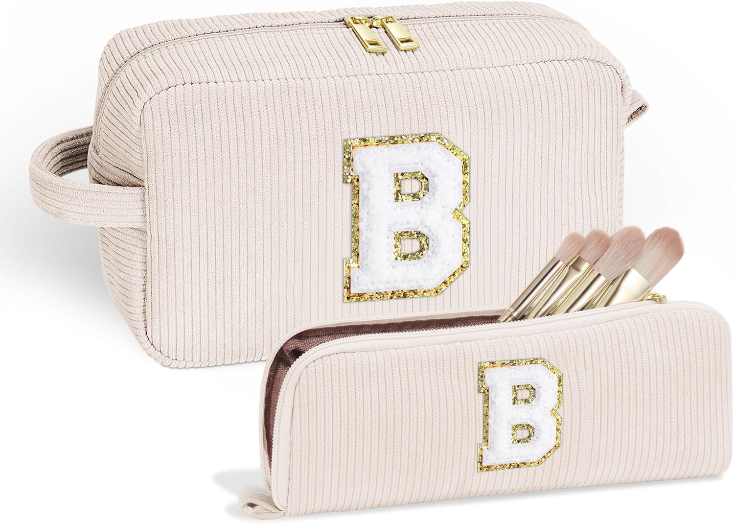 YOOLIFE Daughter Gifts Initial Makeup Bag Cosmetic Bag