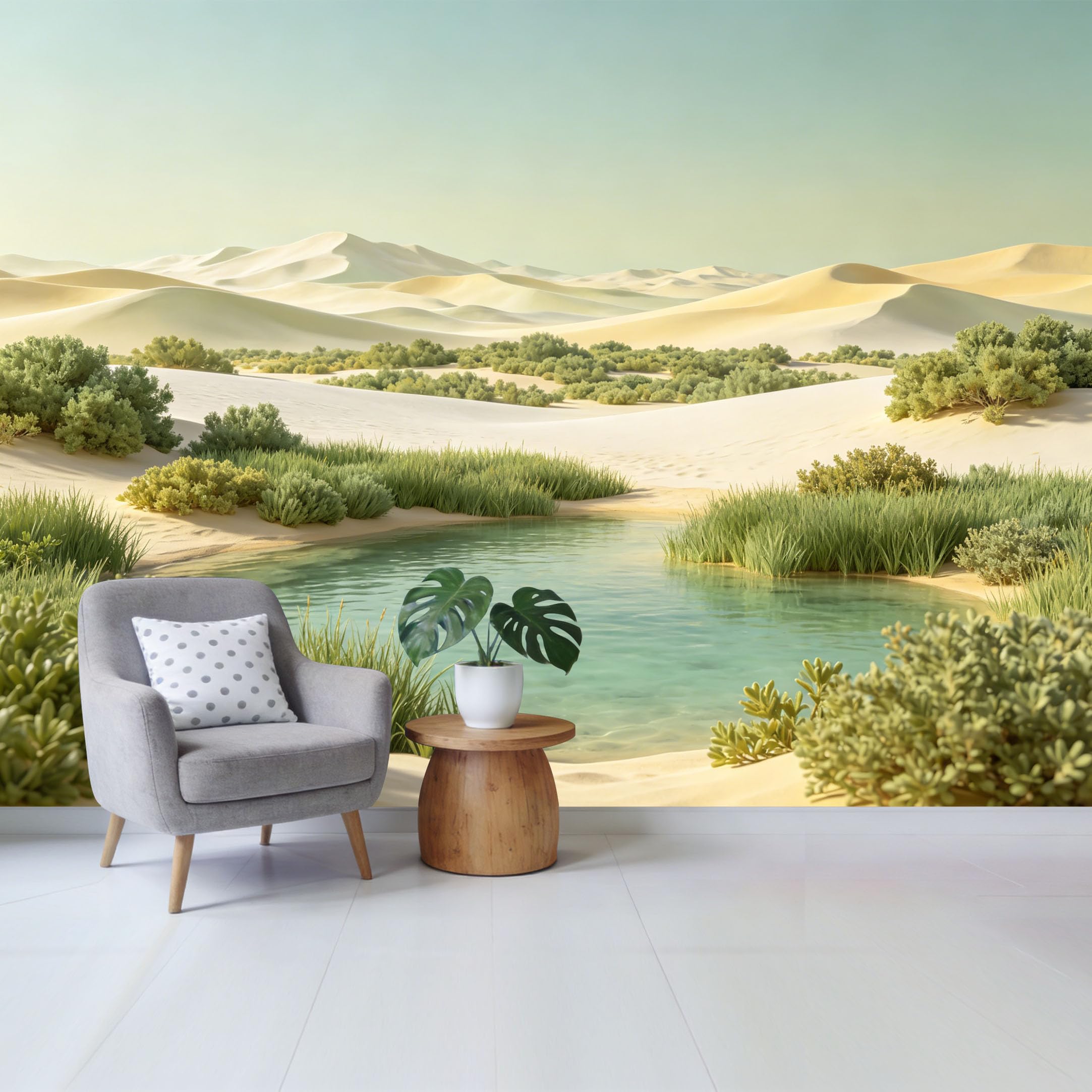 Qzlithotic Yq2605250762 Custom Size Wall Mural Desert Oasis Sand Dunes Botanical Landscape Modern Selfadhesive Wall Fabric Removable Wallpaper For Home Office Decor