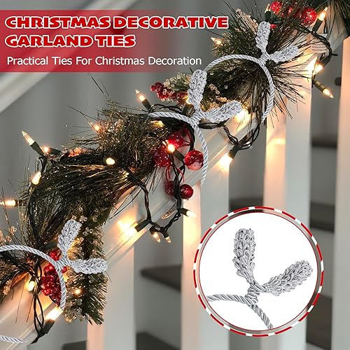 Miniatura 4 de Guirnalda de Navidad de 20 pulgadas, lazos giratorios flexibles para barandillas de Navidad, guirnalda colgante, árbol, calcetines, envoltura de