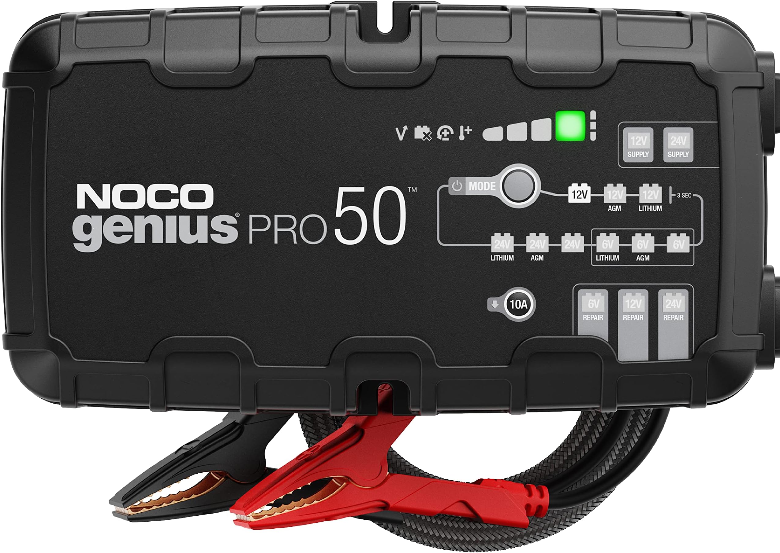 NOCO GENIUSPRO50: 50A 6V/12V/24V Professional Smart Battery Charger – Maintainer, Desulfator & Power Supply with Overcharge Protection & Thermal Compensation – For Lead-Acid & Lithium Batteries
