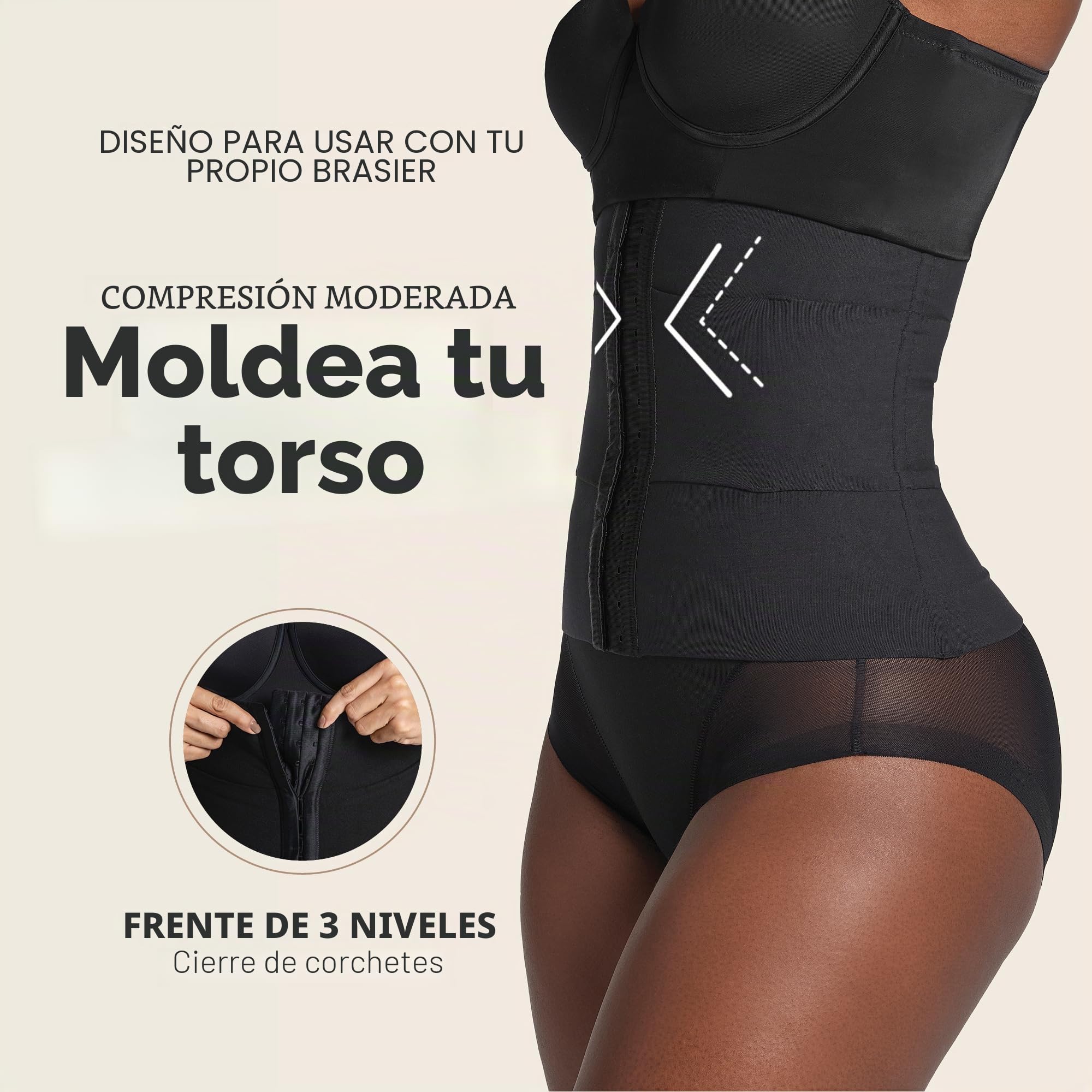 Leonisa Faja Moldeadora Invisible con Control para Mujer - Cinturilla Colombiana Ajustable