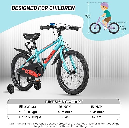 Miniatura 7 de Elegante bicicleta para niños de 4 a 9 años, fácil de montar, segura y estable, ruedas de 16 a 18 pulgadas, colores vibrantes, incluye ruedas de