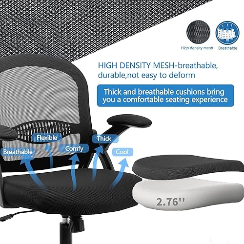 Miniatura 4 de Silla de escritorio de oficina, sillas ergonómicas de malla para oficina, silla de escritorio de computadora con respaldo medio con ruedas, brazos