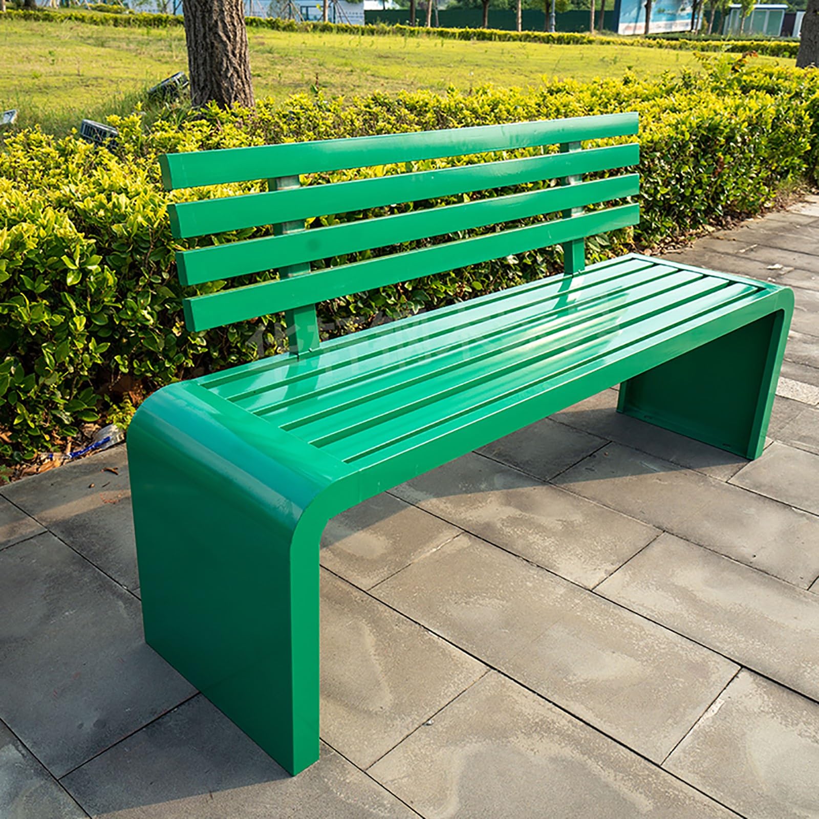 Gtzly Banco Jardin Exterior de Metal, Banco de JardíN de Acero Galvanizado for Exteriores, DiseñO de Listones con Respaldo, Bancos de Patio, Banco de Patio for Porche, JardíN, CéSped(Green,120*40*80 c