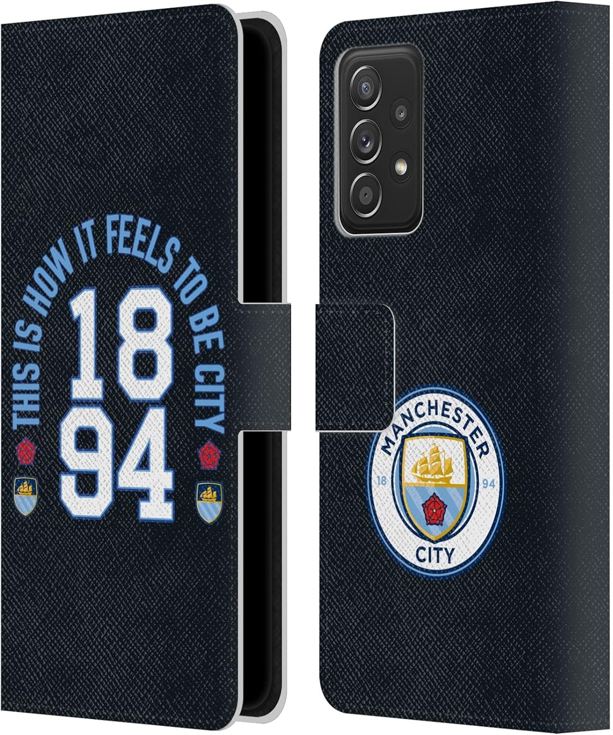 Head Case Designs Officially Licensed Manchester City Man City FC City Established 1894 Graphics Leather Wallet Case Compatible with Galaxy A52 / A52s / 5G (2021)
