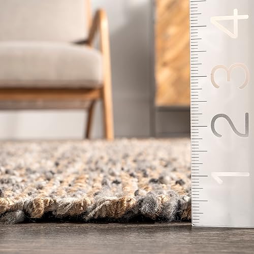 Miniatura 6 de nuLOOM Cyndi - Alfombra contemporánea de mezcla de yute, 5 x 8, color carbón