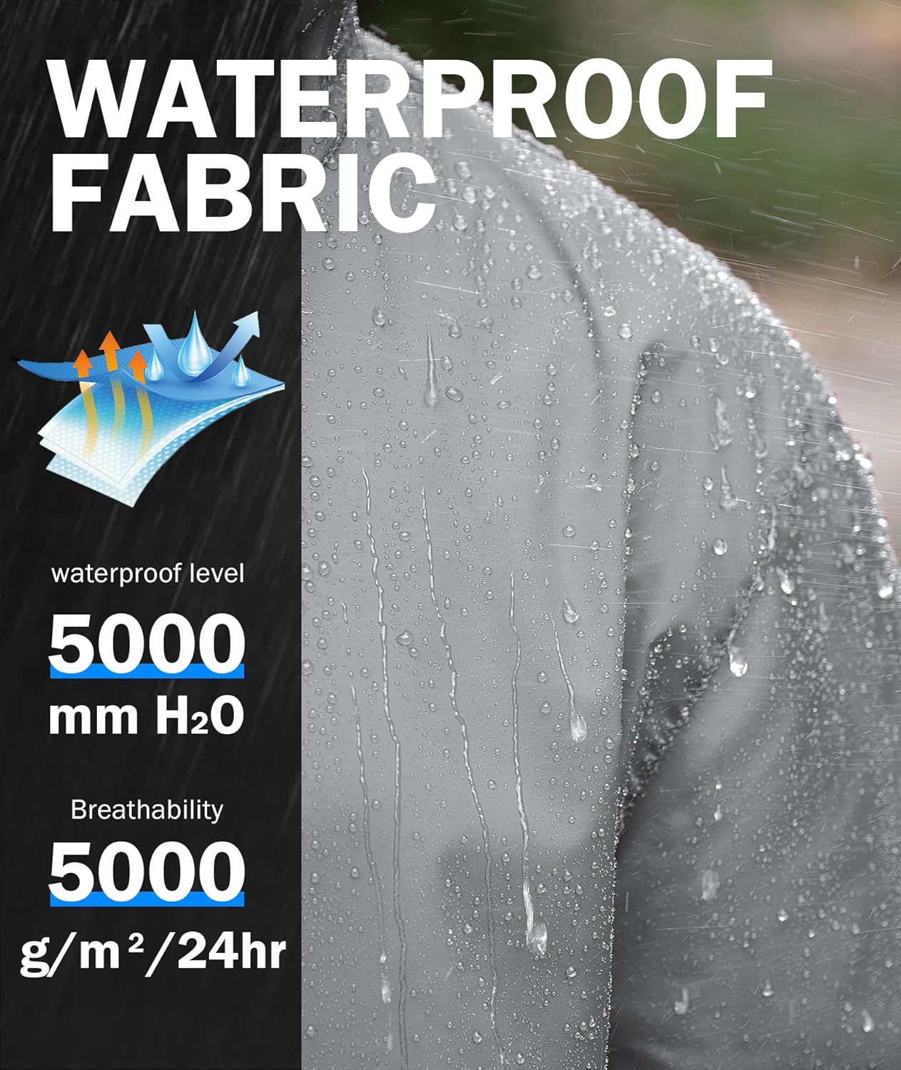 ZITY Men's Rain Jacket Waterproof with Hood Lightweight Raincoat for Golf Hiking Camping Cycling - Image 2