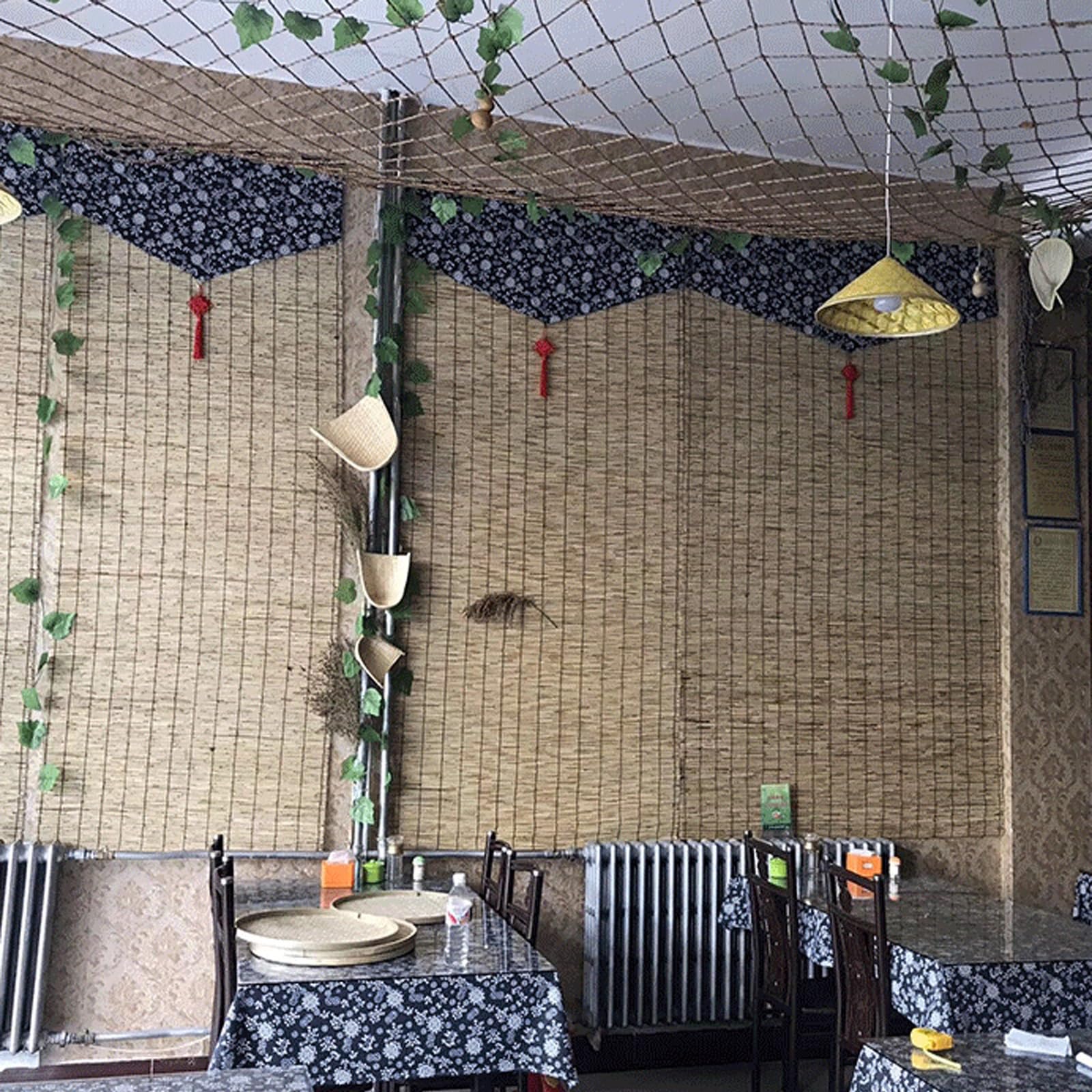 Rolety zewnętrzne ze słomy, naturalna tkanina z trzciny, jakość premium, ochrona przed słońcem / izolacja cieplna, wykonane na miarę rolety do galerii, solarium, łazienki (100 x 200 cm)