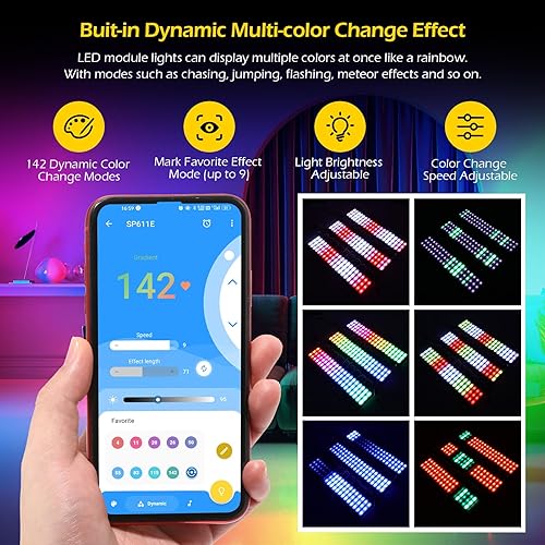 Miniatura 4 de Dyna-Living Luz LED RGBIC de 30 pies y luces LED blancas de 100 pies, aplicación Bluetooth y control remoto IR, luces LED impermeables para negocios