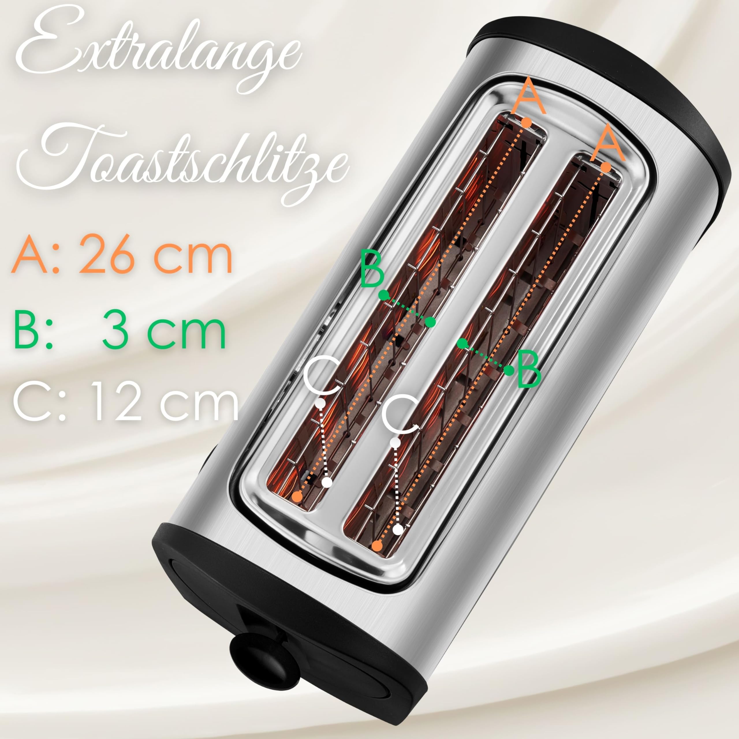Steinborg - Tostadora de 4 rebanadas con rejilla para bollería XXL de acero inoxidable, luz LED azul, apagado automático, doble ranura para tostadora familiar