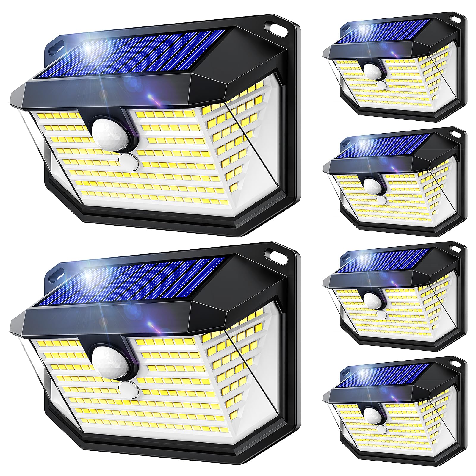 Solar Garden Lights Outdoor Super Bright Wireless 178 LED Solar Wall Lights 270° Wide Angle Solar Motion Sensor Lights IP65 Waterproof Outside Solar Powered Flood Lighting for Fence Garden 6PACK…