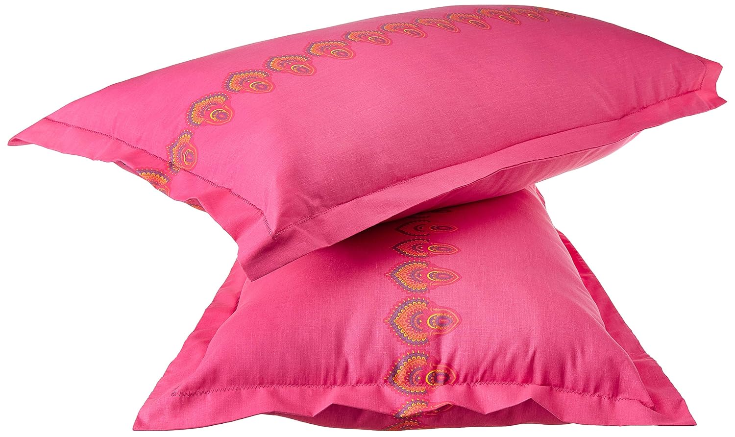 Amazon Brand - Solimo Paisley Preen 144 TC 100% Cotton Double Bedsheet with 2 Pillow Covers, Pink and Yellow offers donot miss