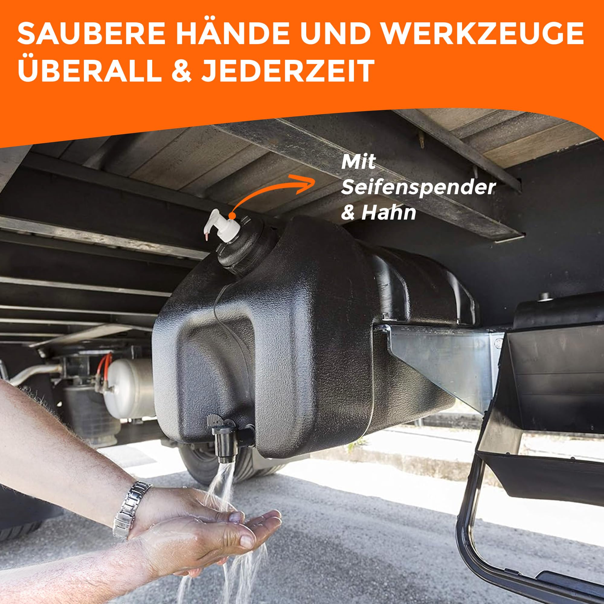 SAMETRUCK Wassertank 30 Liter Wasserbehälter + Halter Satz Pritsche Anhänger LKW Auflieger
