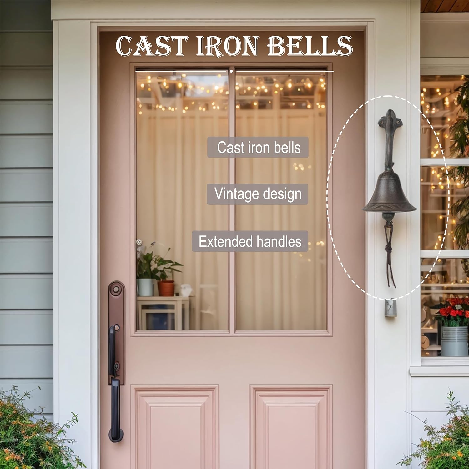 Cast Iron Dinner Bell, Decorative Hanging Bell for Farmhouse, Dinner Bell Outdoor, Garden & Home - Clear Sound,Antique Cast Iron Bell【cast Iron Bell for Outdoor】