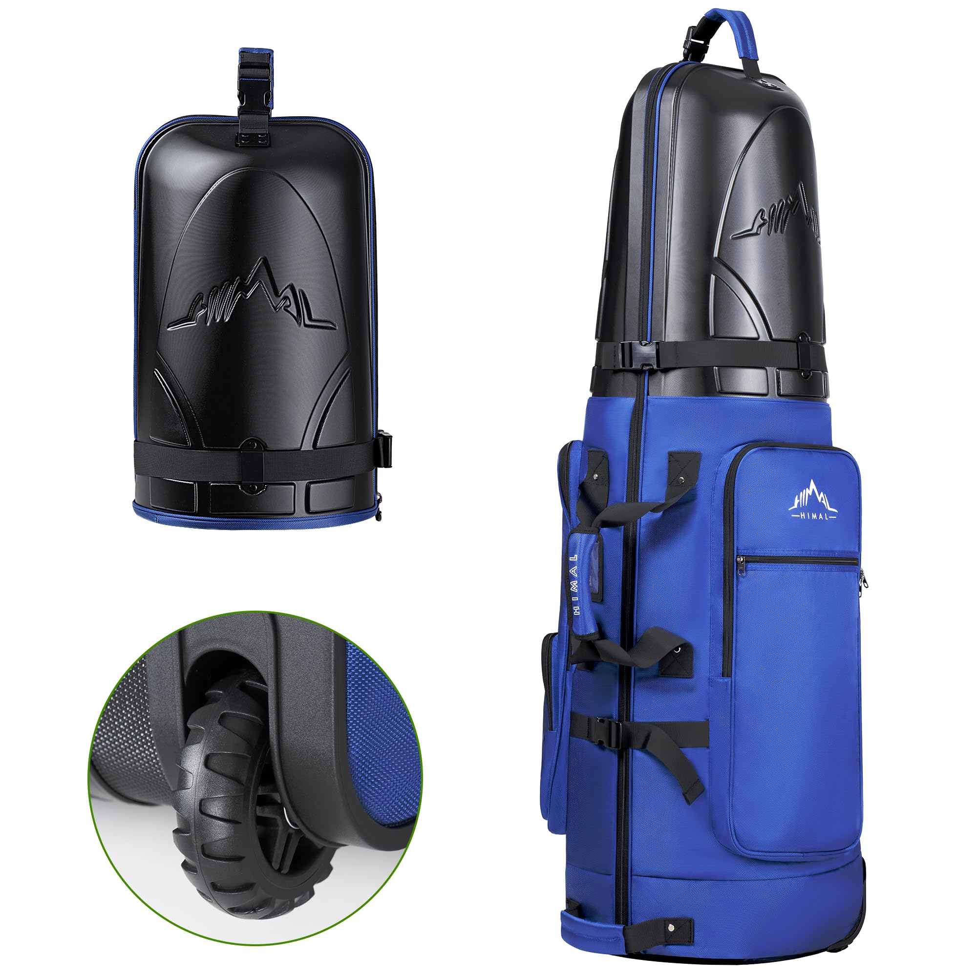 UNIHIMAL Golf Travel Bag with Hard Case Top, 1680D Heavy Duty Oxford Golf Travel Bags for Airlines with Wheels, Golf Club Travel Bags for Airlines