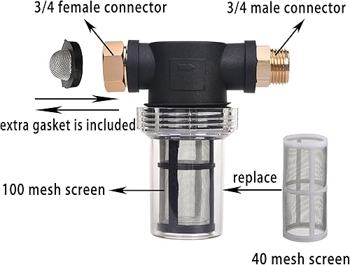 Miniatura 2 de JOEJET Filtro de manguera de jardín, accesorio de filtro de sedimentos para lavadora a presión, filtro de agua en línea para manguera de jardín con