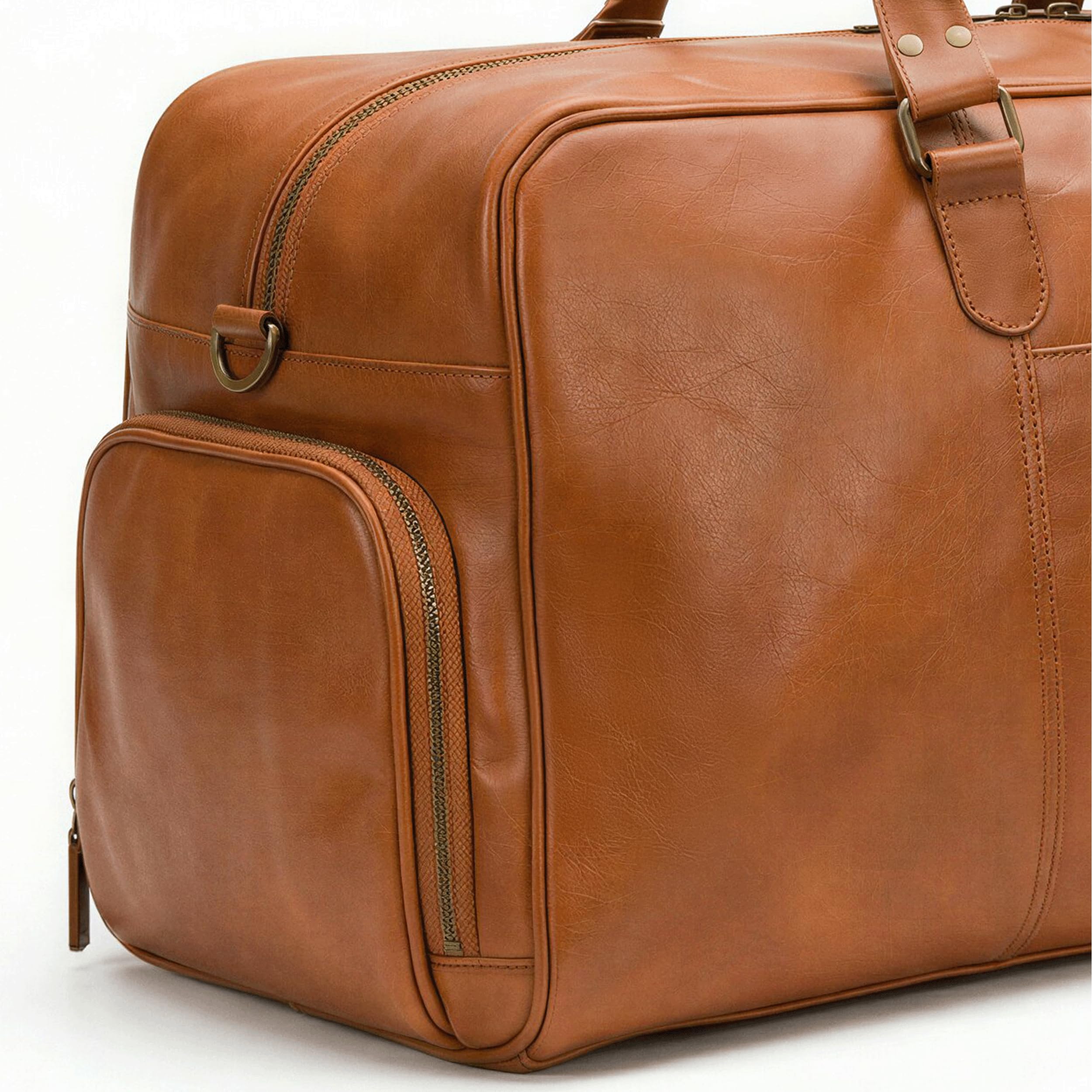 SID & VAIN große Reisetasche mit separatem Schuh-Fach echt Leder - Weekender Henry groß - Sporttasche Handgepäck mit Schultergurt - Ledertasche Herren und Damen braun handgefertigt