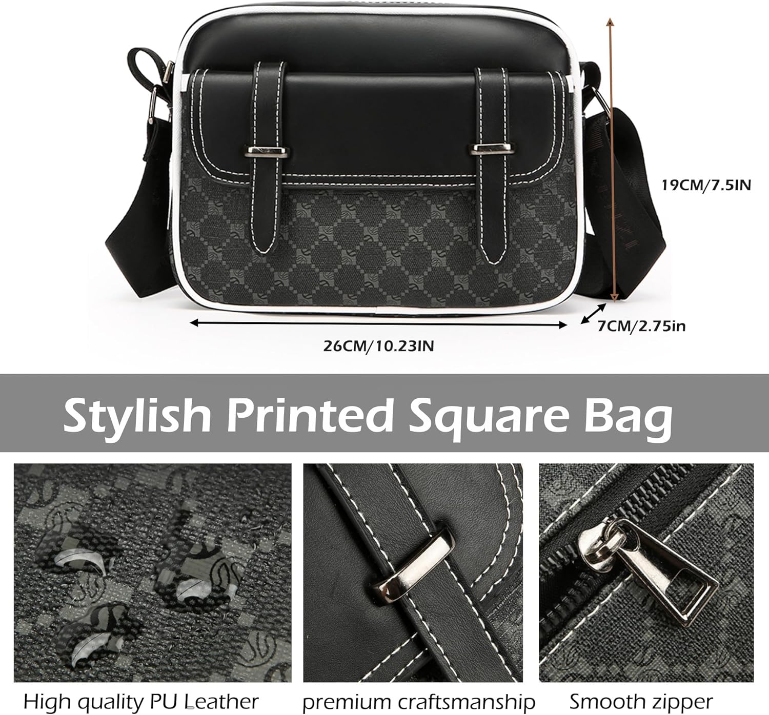 Crossbody Bag for Mens, Pu leather Cross Body Purse, Multi Pocket Shoulder Bag Messenger Bag for Travel Work Daily - Image 4