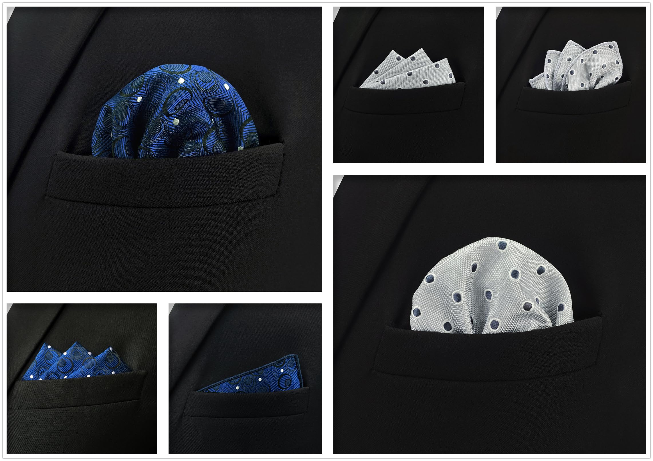 S&W SHLAX&WING 5 Pieces Pañuelo De Bolsillo Para Hombre Handkerchiefs Set para chaqueta de traje - 4