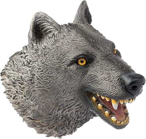 Yolococa Marioneta de mano de lobo realista de látex suave juguete de animales narración de cuentos juego de rol suministros para fiestas para niños