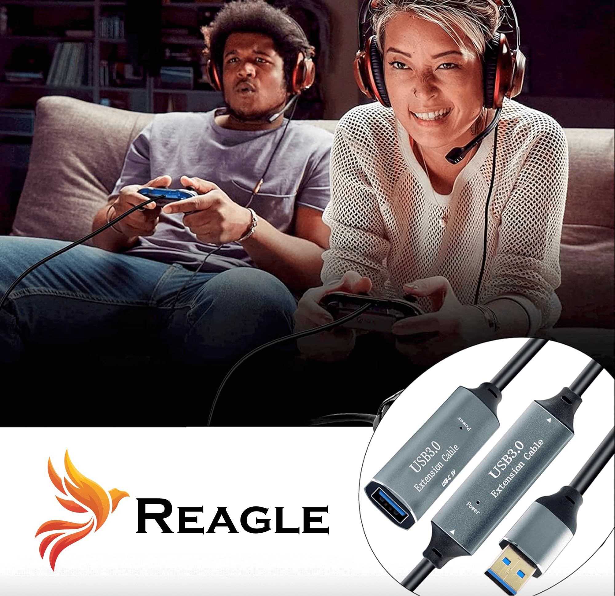 Reagle Active Extender Kabel USB-A 10M USB 3.2 Gen1 5 Gbps Verstärker A Stecker auf A Buchse plug and play für Kartenlesegerät,Tastatur, Drucker, Scanner, Kamera