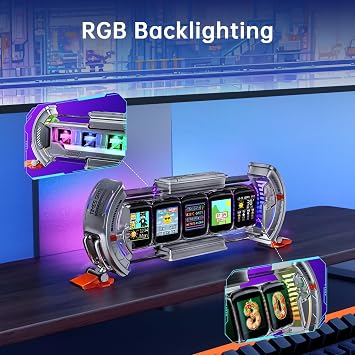 Divoom Times Gate Silver+Pixoo,RGB LED Display, Pixel Cyberpunk Gaming Setup Digital Clock with Smart APP Control, and 1616 LED Panel Display Frame for Home Decor/Social Media Fans Counter