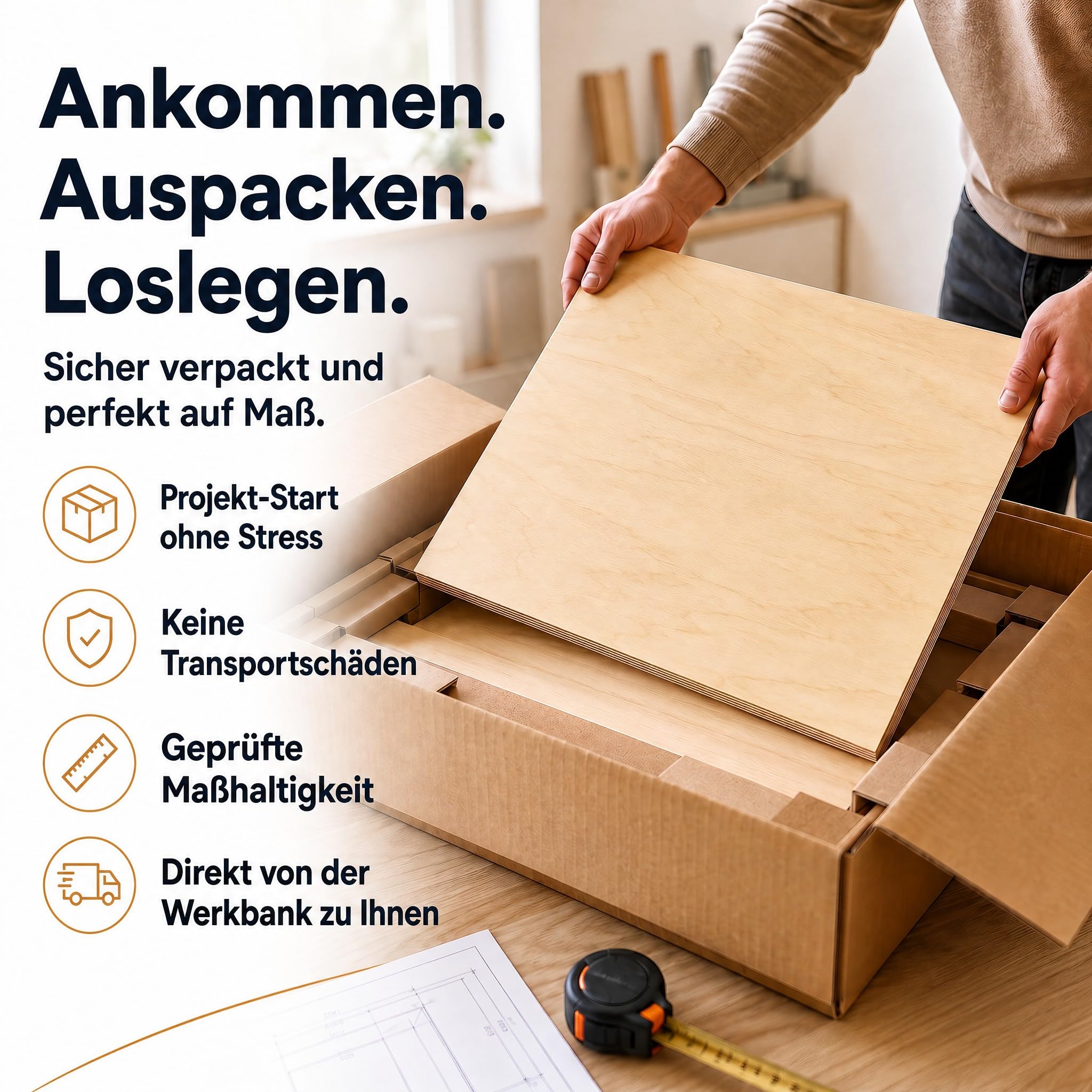 AUPROTEC 70x40 cm Multiplex Holzplatte aus Birke | BB/BB Qualität | 27mm