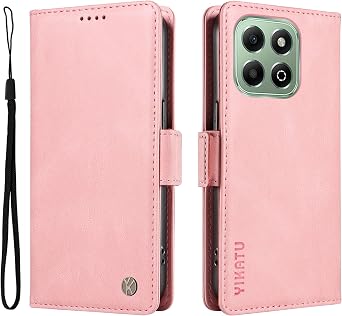 for Honor X5b Case with Card Holder, PU Leather Shockproof Durable for Honor X5b Phone Cover Wallet Case Protective Flip Folio Cover, Pink
