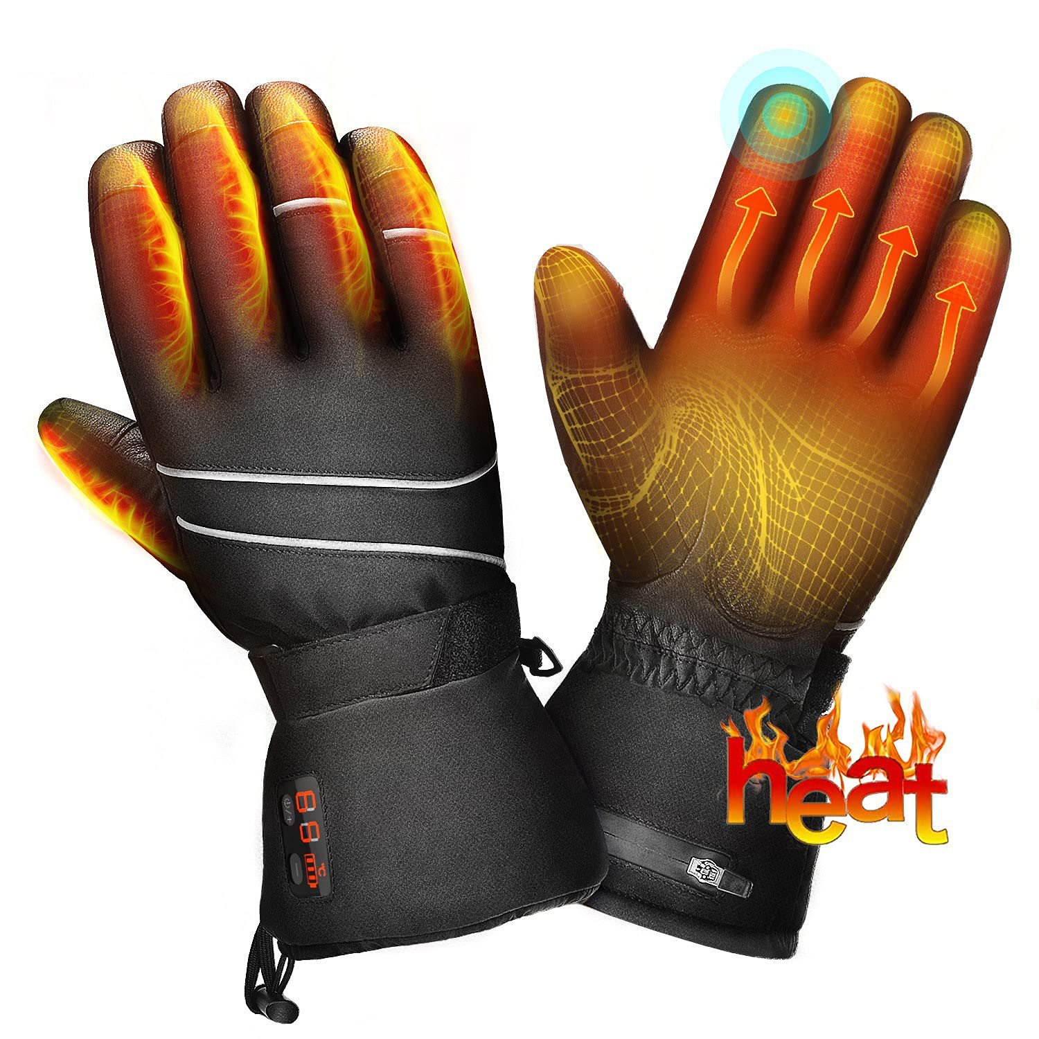 Guantes Térmicos Batería Eléctrica Recargable Impermeable Guantes Térmicos Térmicos para Invierno Esquí Al Aire Libre Snowboard Ciclismo Caza Pesca Calentador De Manos ArtritisBlack,XXL