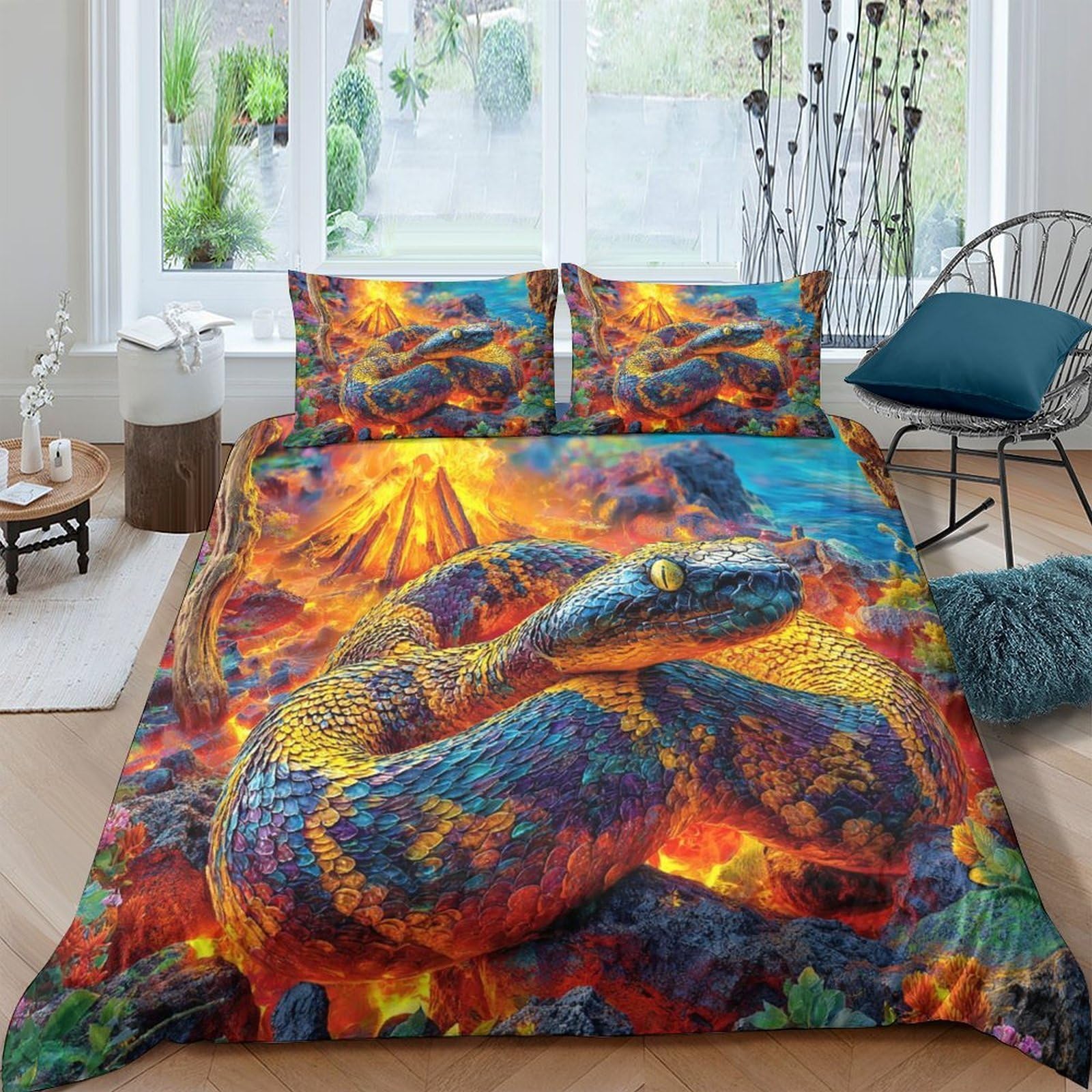 Housse de couette motif serpent pour transformer le style du lit