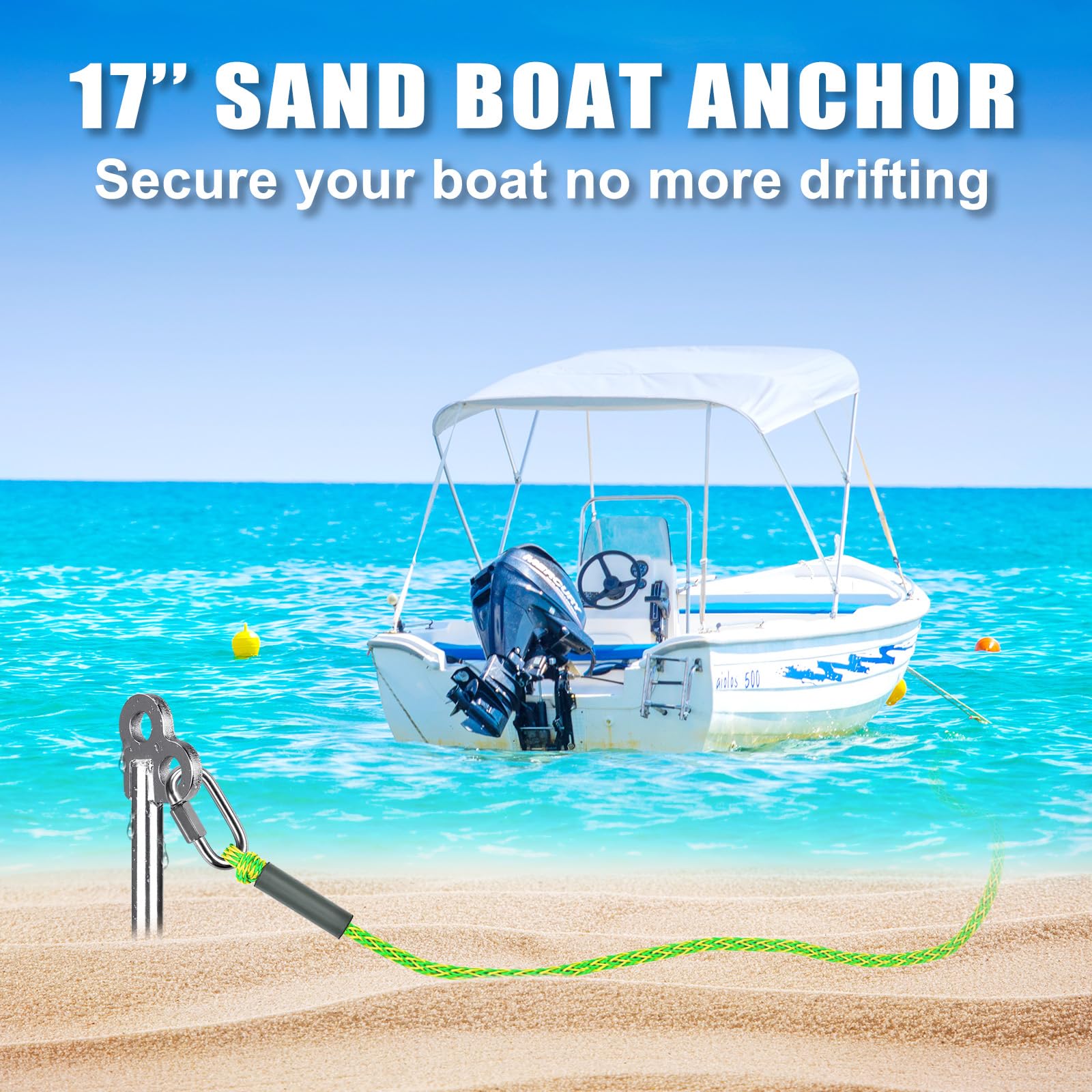 SELEWARE Ancre de Sable à Visser pour Bateaux avec Double hélice pour Eau Peu Profonde en Acier Inoxydable pour Bateaux sécurisés
