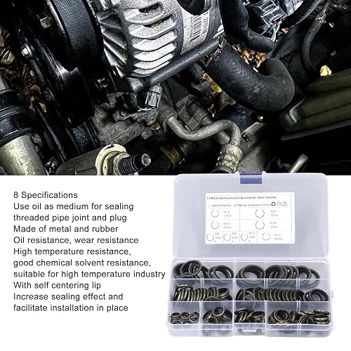 Miniatura 3 de KooingTech Arandela de trituración de 8 tamaños, junta de tapón de drenaje de aceite M6 M8 M10 M12 M14 M16 M18 M20, arandela de tapón de drenaje