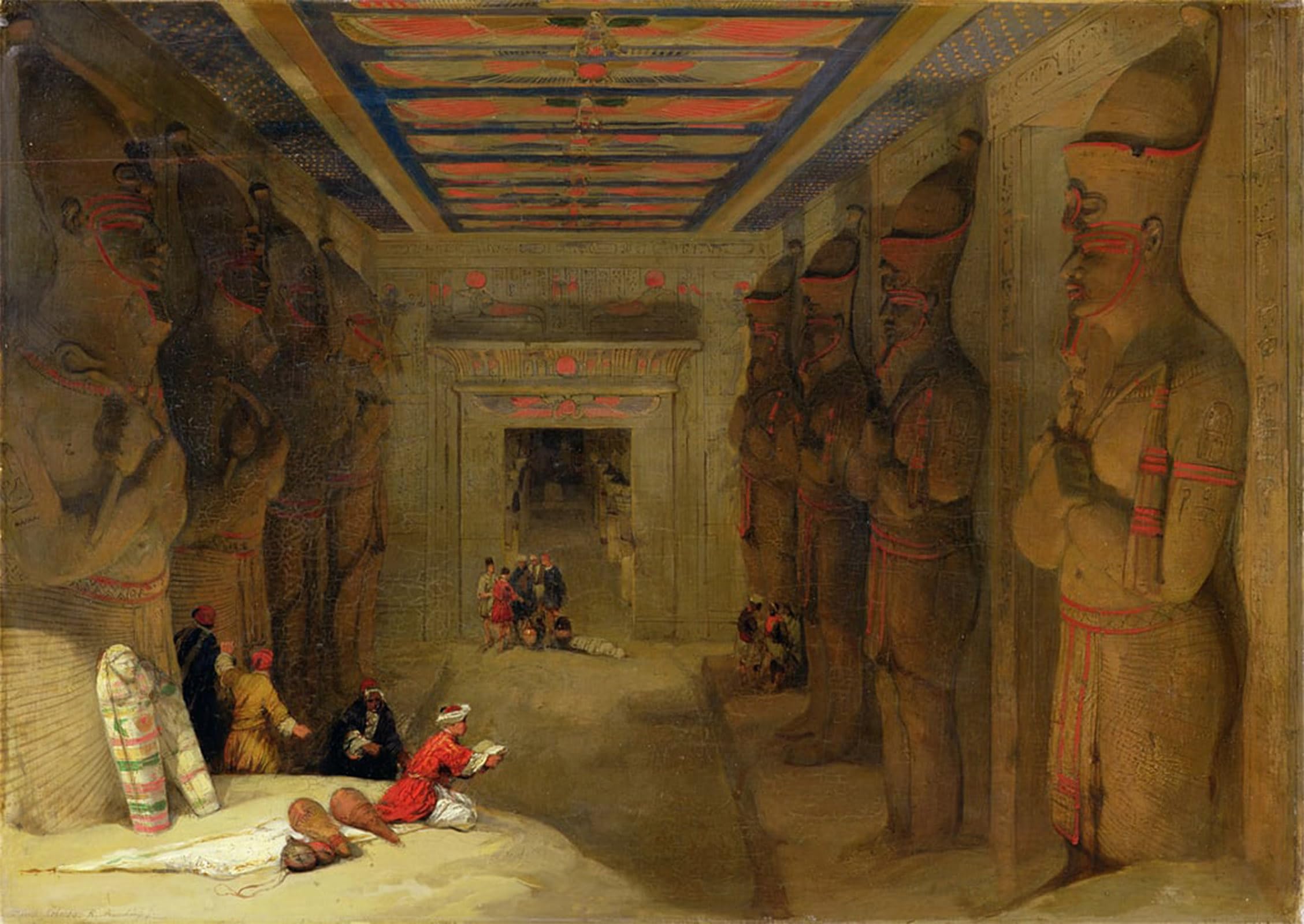 SERENDIPITP Abstract Painting Mural Print Picture Wall Decor Painting the Hypostyle Hall of the Great Temple At Abu Simbel by David Roberts Vintage Wall Artwork for Home Decor 60x90cm