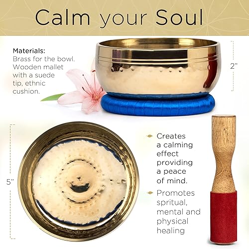 Miniatura 3 de Telsha Cuenco meditativo de latón pulido con mazo y cojín cuencos tibetanos para curación energética atención plena puesta a tierra zen meditación